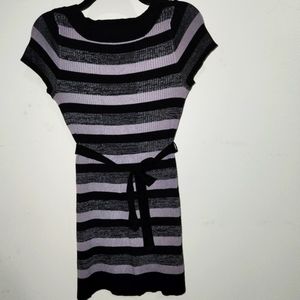 Bongo striped short sleeve sweater dress Gray/Black Sz-L